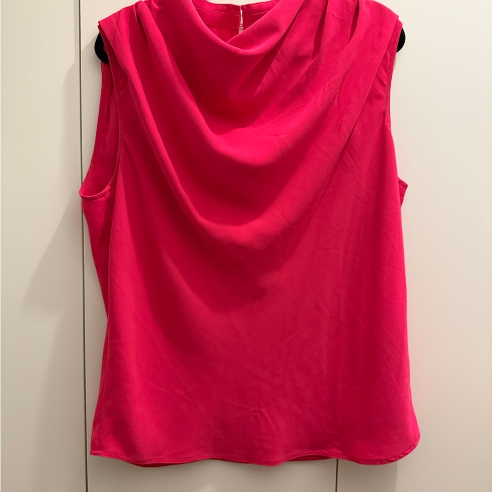 Babaton Hot Pink Draped Sleeveless Blouse
